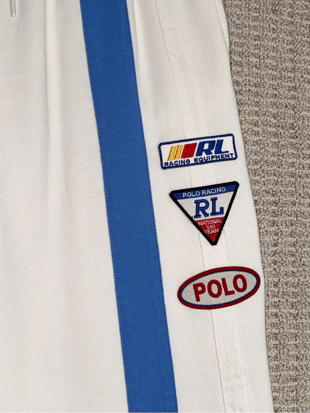 Polo Ralph Lauren Racing Patch Sweatpants Joggers Medium Streetwear - Picture 4 of 5